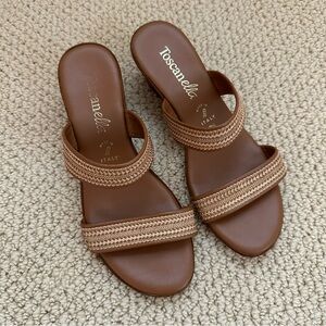 Toscanella Tan Beaded Strap Sandals Made in Italy Women’s Size 9.5